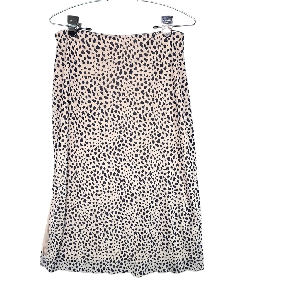 Urban Romantic Cheetah Leopard Mesh Midi Skirt Side Slit Y2K Indie Grunge Fits M